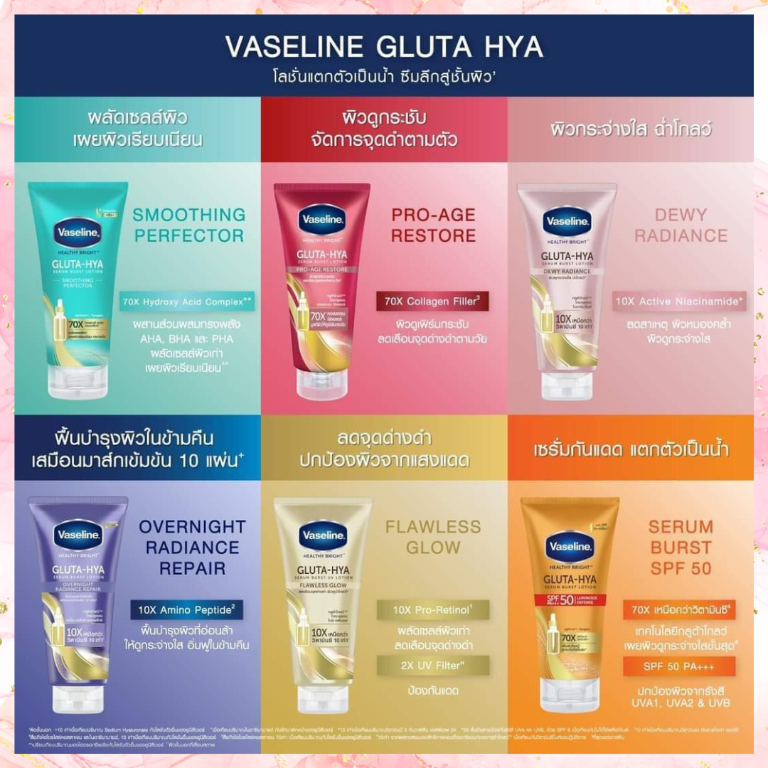 Vaseline GLUTA-HYA Serum Burst Lotion – Charm Essentials - USA LLC