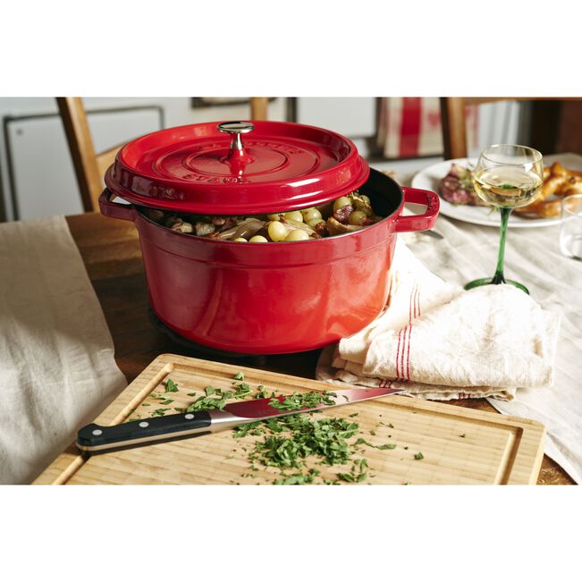 ストウブ 鋳物ホーロー鍋 ピコ・ココット 22 cm, ラウンド, チェリー