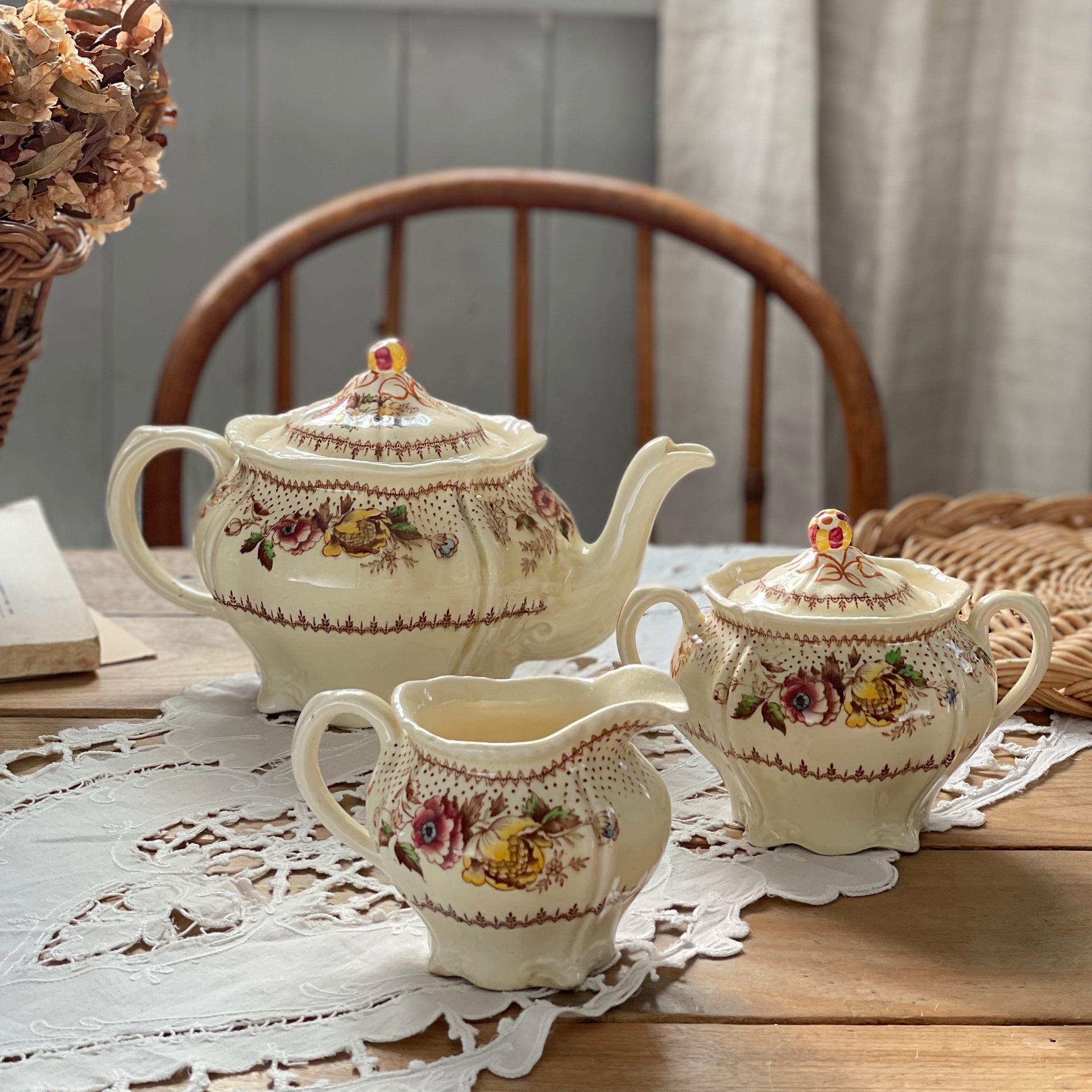 リッジウェイ社（LYNTON）ティーポット＆ミルク＆シュガーセット