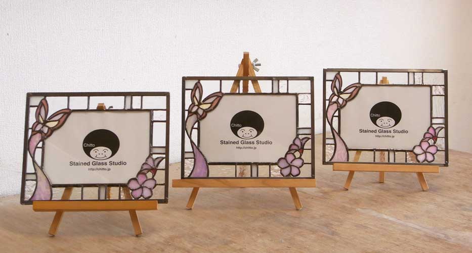 桜のフォトフレーム ステンドグラス 手作りウェルカムボード | Chitto