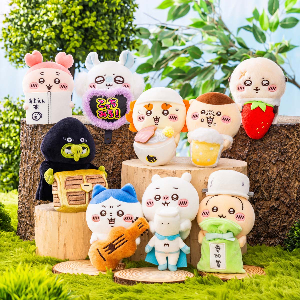 ちいかわ デスクトップから見守るひっかけぬいぐるみ（ラーメン持ち