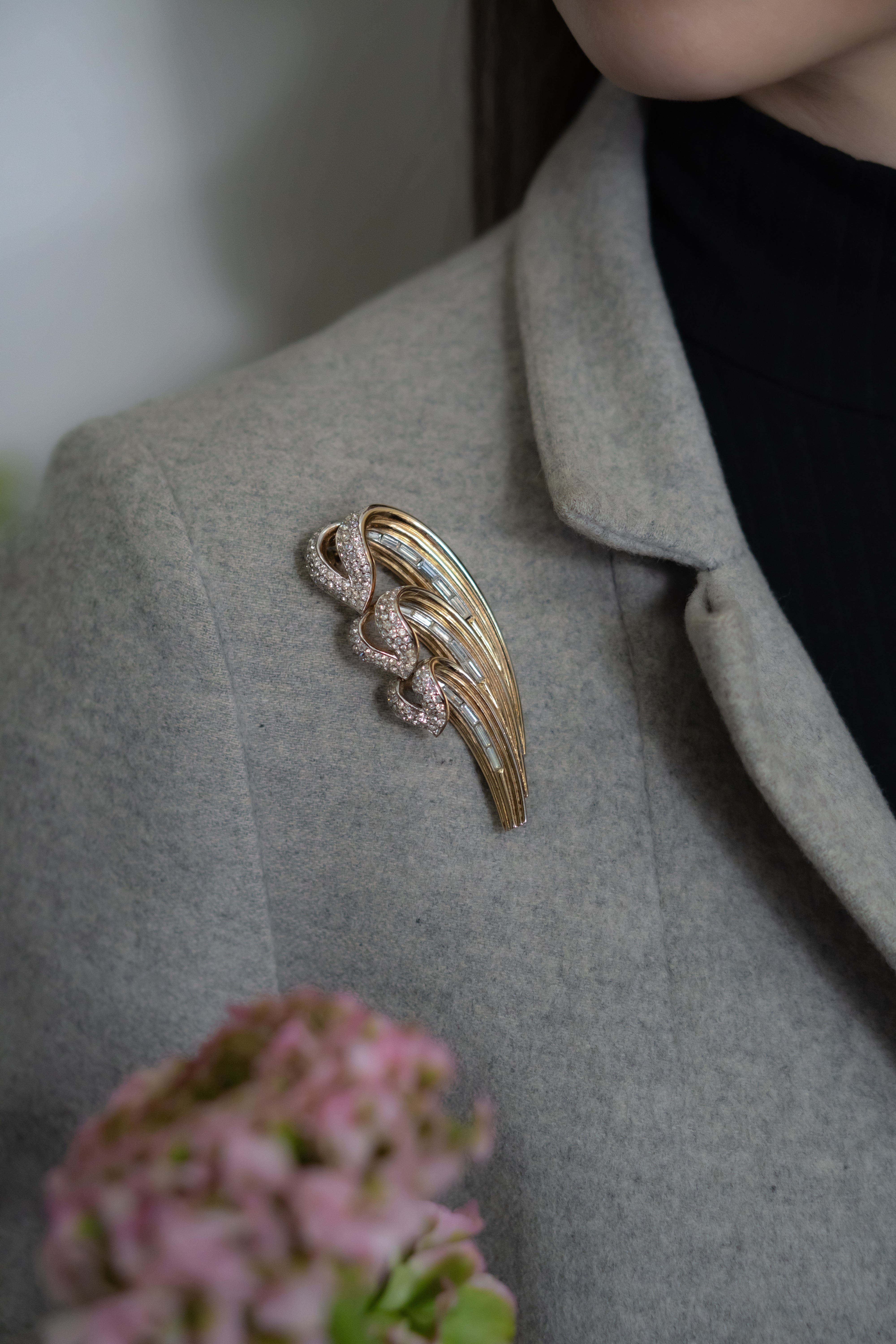 Trifari（トリファリ）ブローチ「Art Deco Leaf」 ／ヴィンテージ