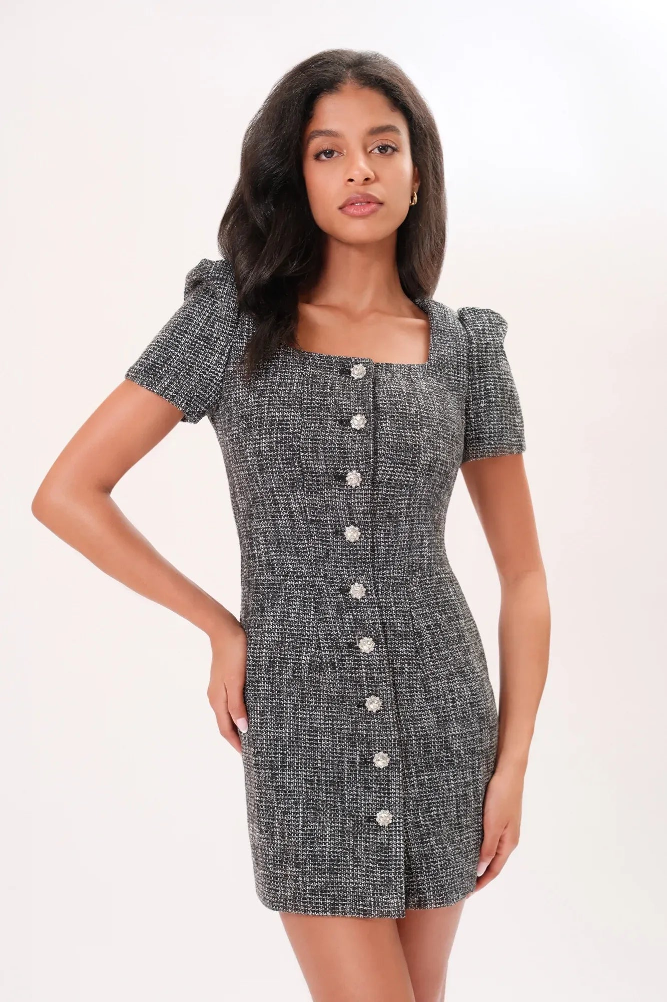 Tweed Dress | The Amelie | Black Opal | Classic elegance mini