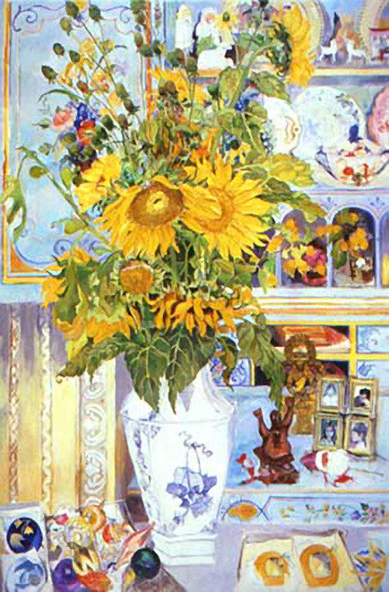 Sunflowers and Blue Desk | Christiane Kubrick