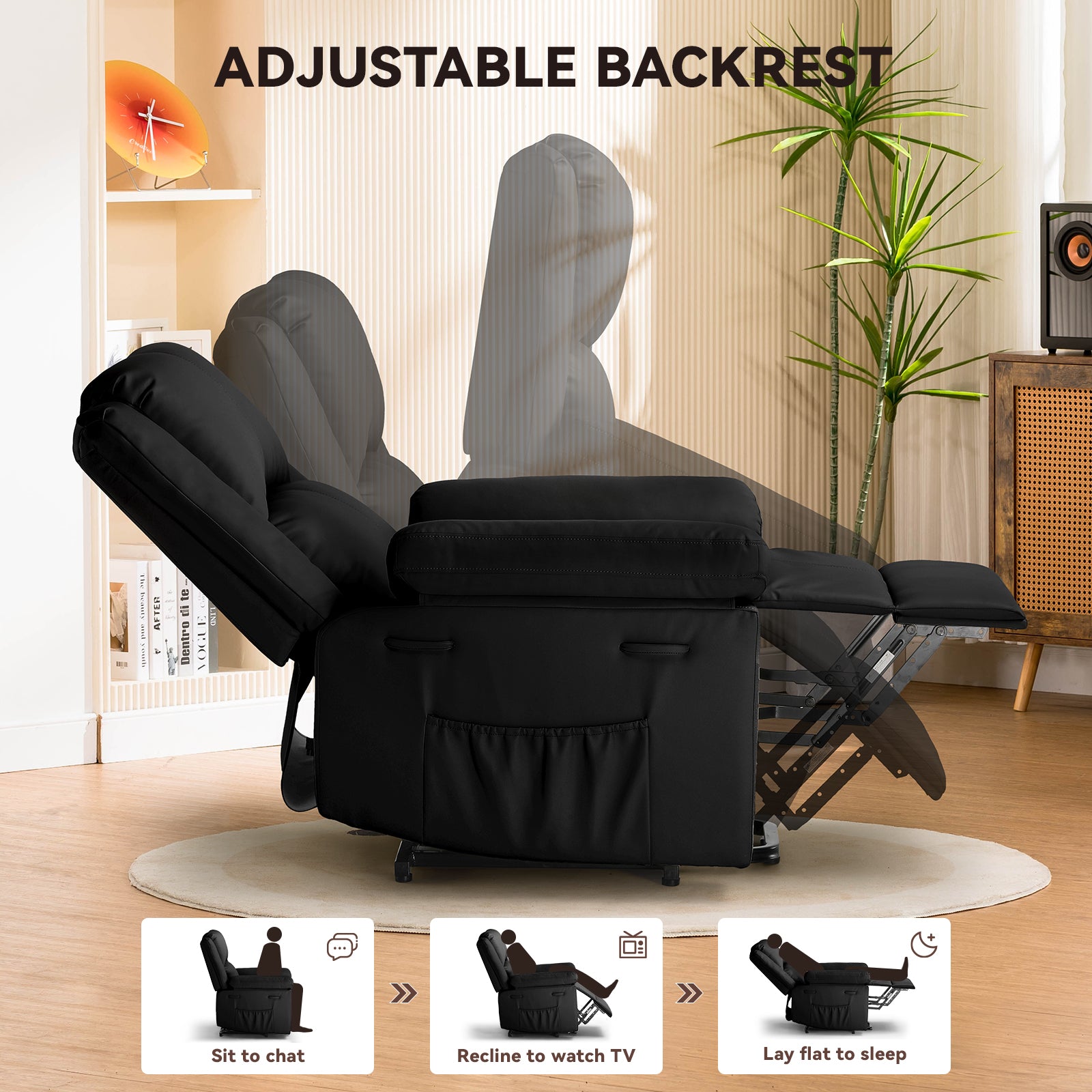 COMHOMA PU Power Lift Recliner with Massage & Heat H7135 COMHOMA