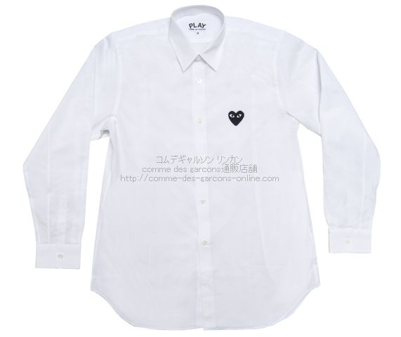 プレイ コムデギャルソン ワンポイント黒ハート 長袖シャツ・ブラウス