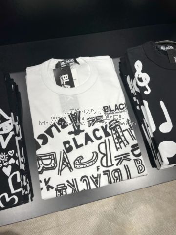 ブラック コムデギャルソン フィリップパゴウスキープリント-B-Tシャツ