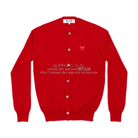 プレイ コムデギャルソン 赤ハート×ラインストーン Uネック