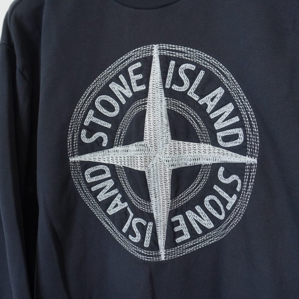 Stone Island Navy Stitch Big Logo Sweatshirt | Common Cultured