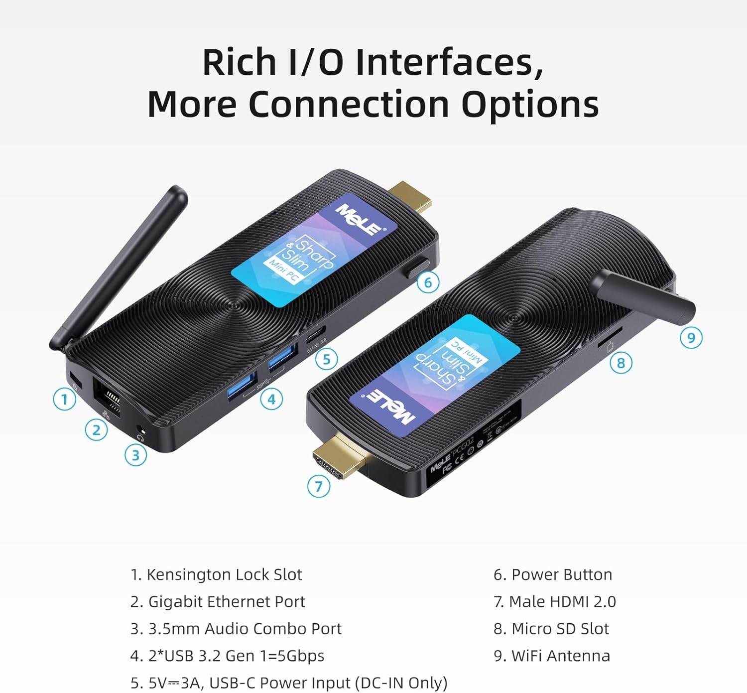 MeLE PCG02 Fanless Mini PC Stick Win11 Pro Celeron J4125 8GB 256GB