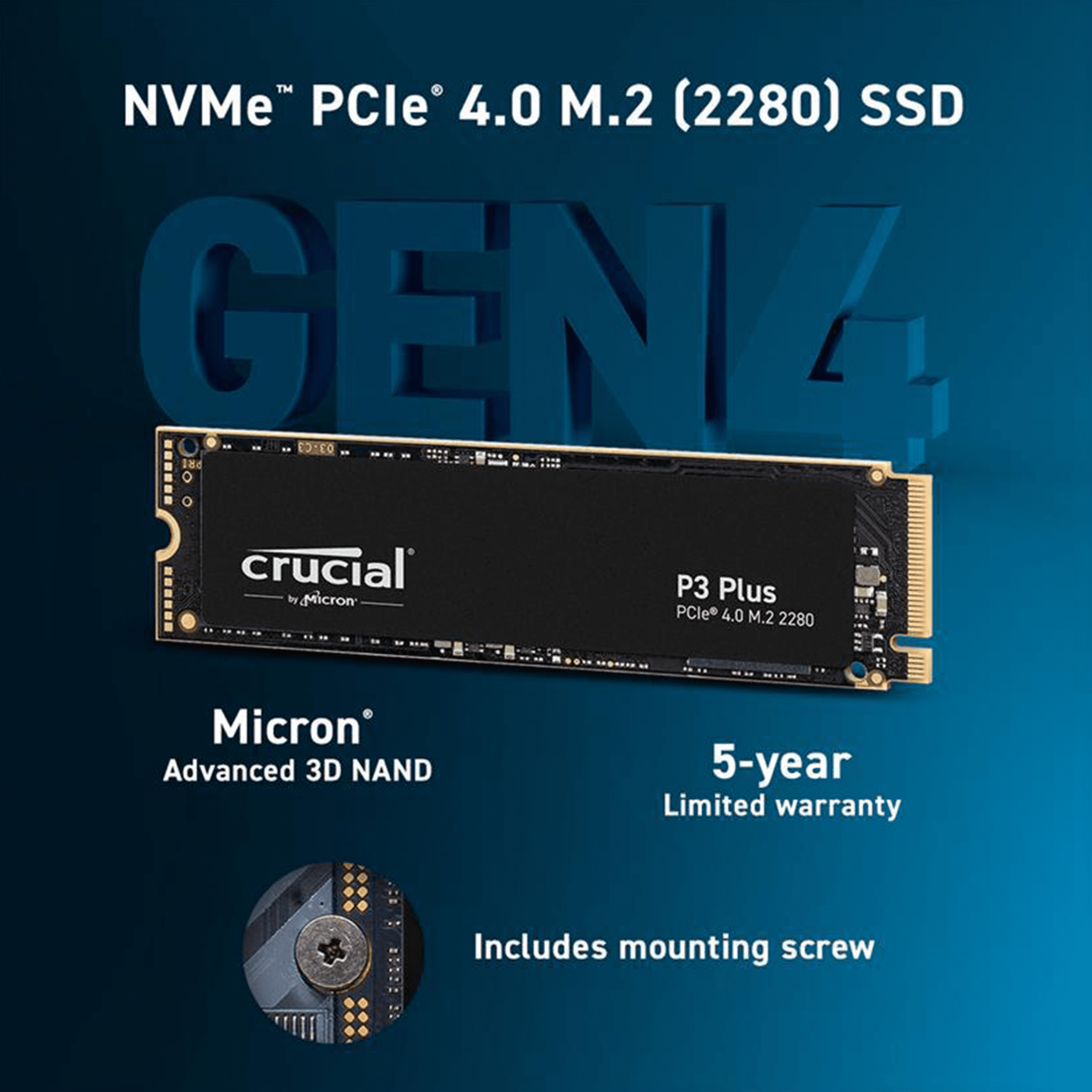 2TB Crucial P3 Plus M.2 PCIe Gen 4 NVMe SSD