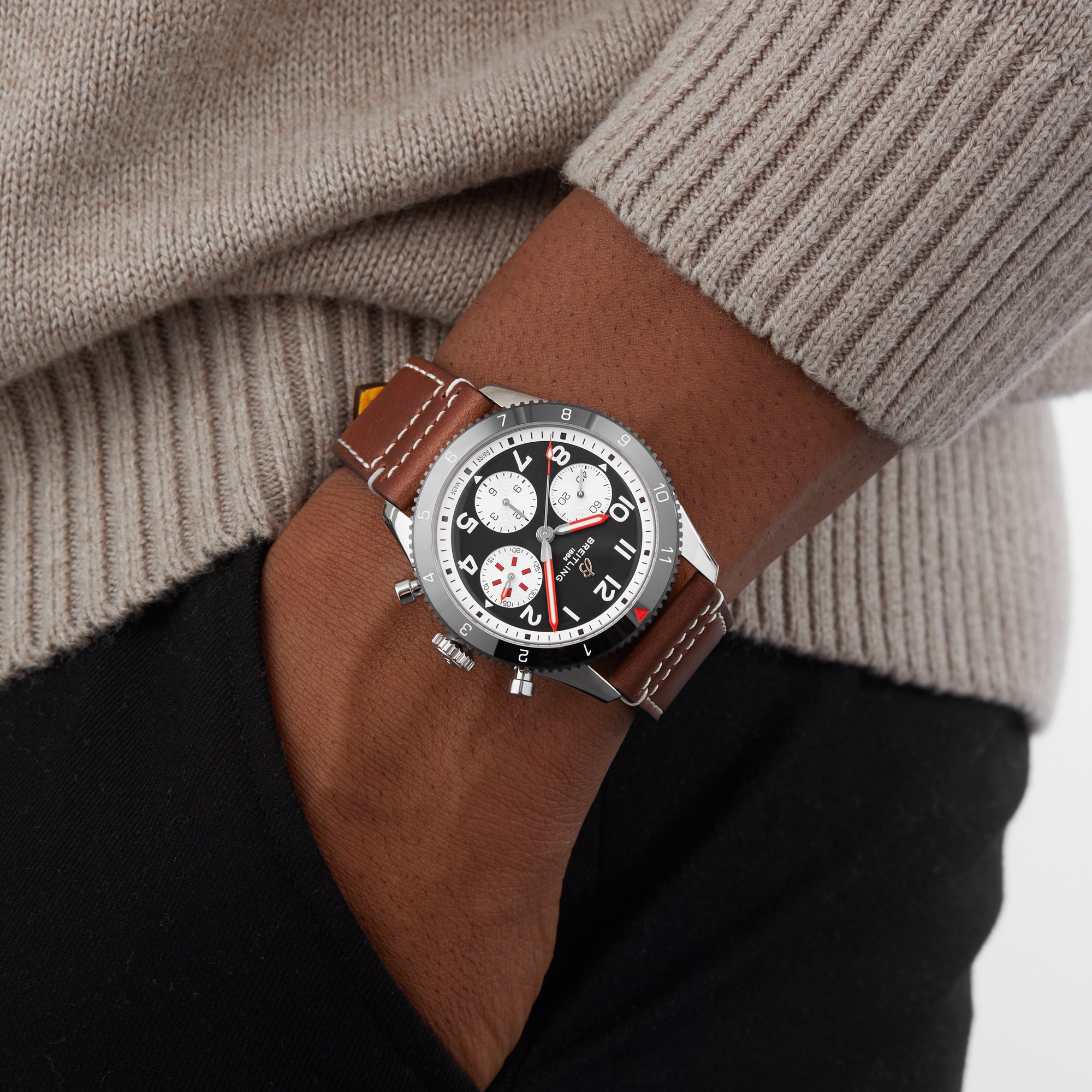 Breitling Classic AVI Chronograph 42 Mosquito Leather Strap Watch