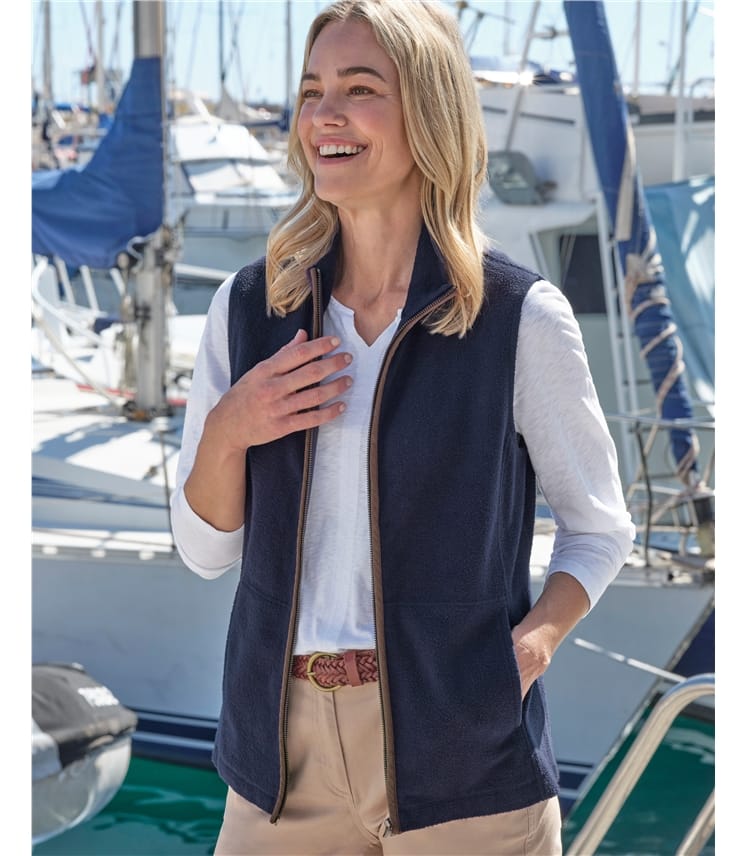 Navy | Cotton Fleece Vest | WoolOvers US