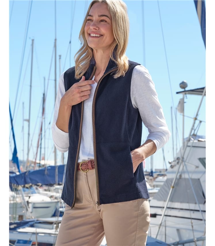 Navy | Cotton Fleece Vest | WoolOvers US