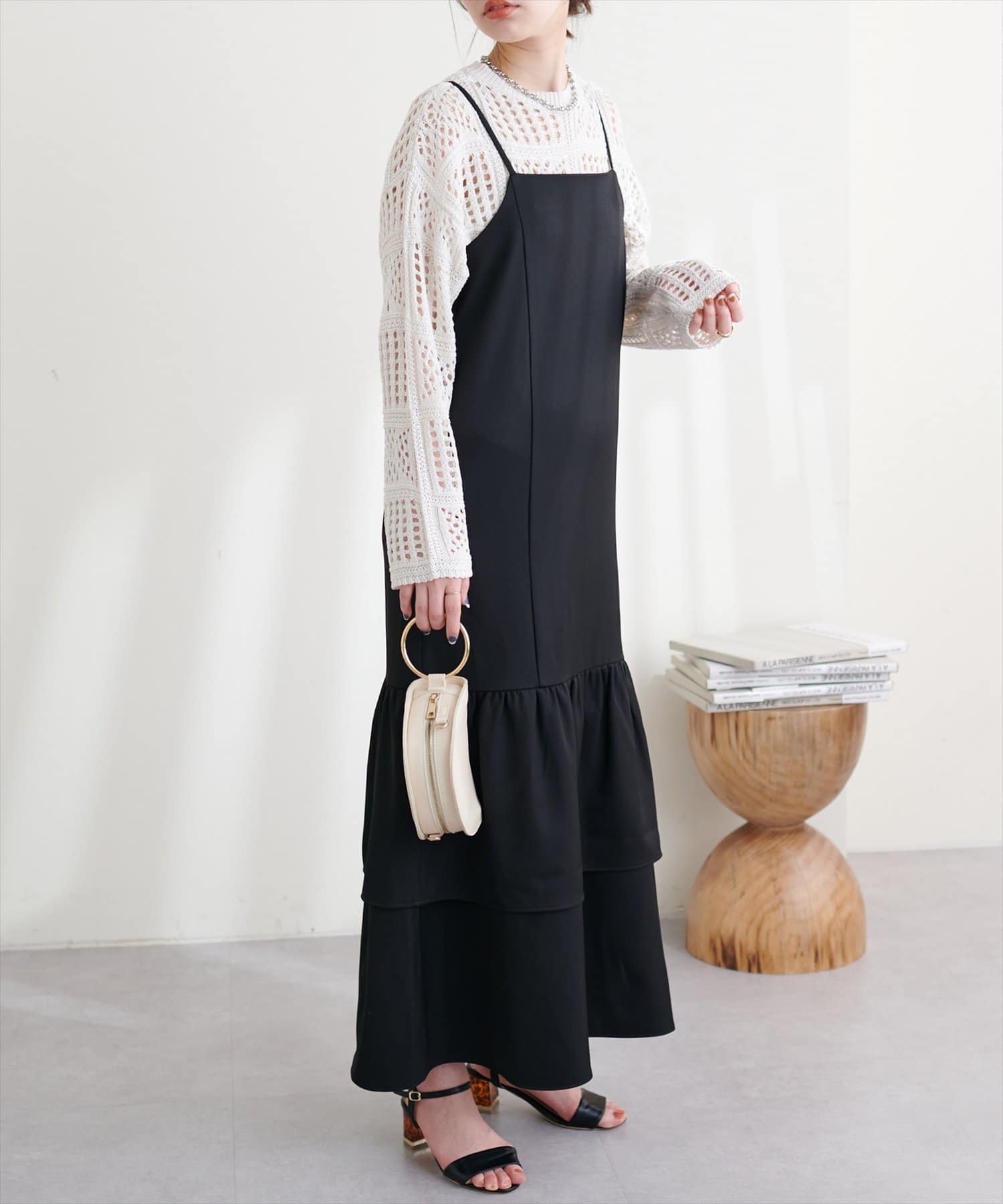 23SS新作/裾ティアードキャミワンピース | natural couture(ナチュラル