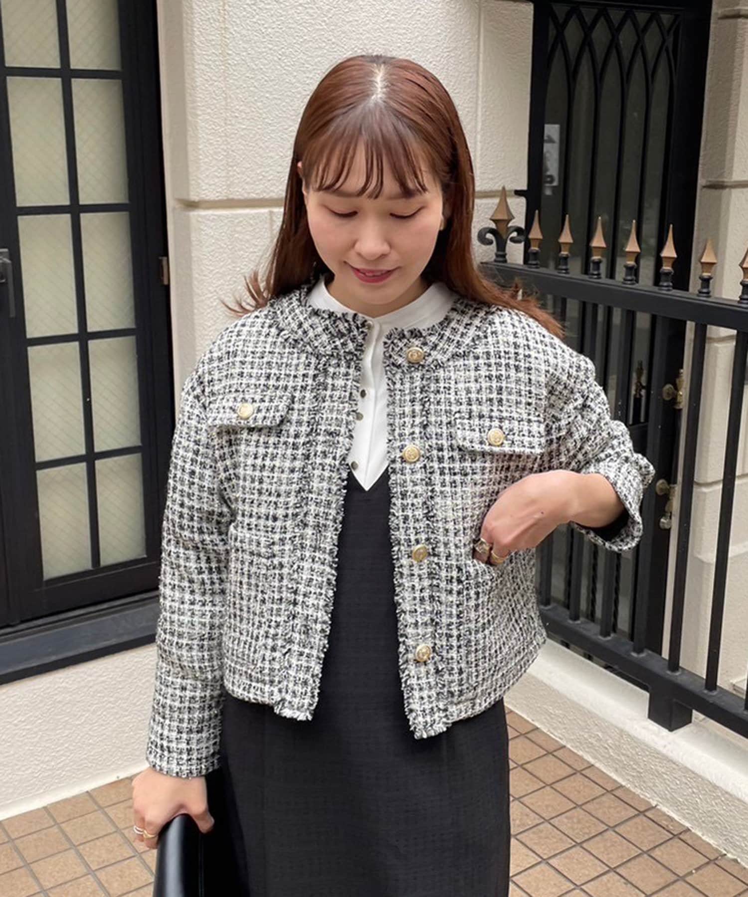 misato produce】ラメツイードノーカラージャケット | Remind me and