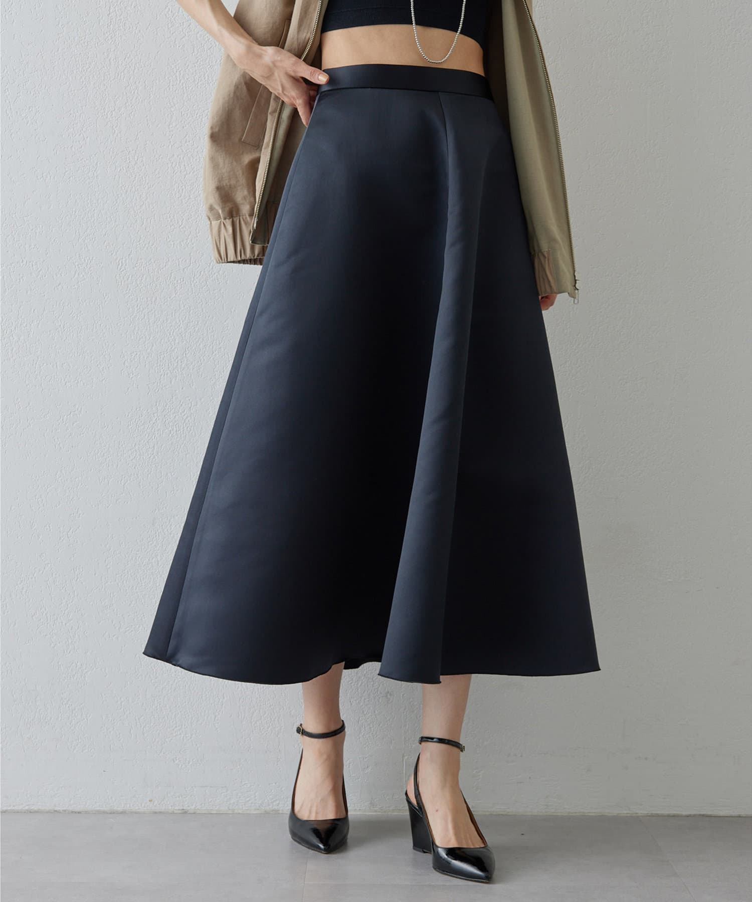 サテンフレアスカート | Whim Gazette(ウィム ガゼット)レディース