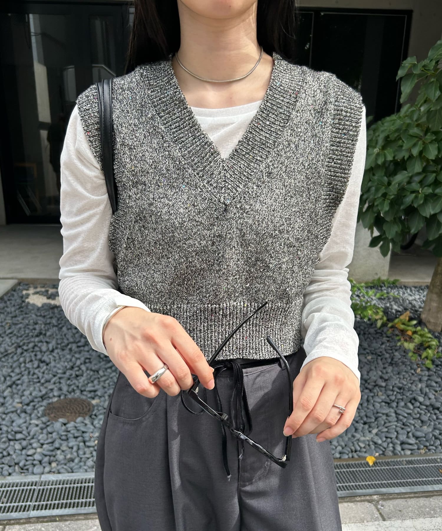 EC限定カラーあり/BRN・BLK2】スパンコールニットベスト | mystic