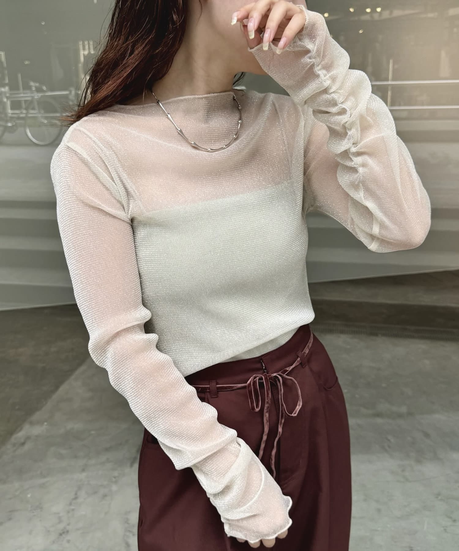 インナーとしても一枚でも◎】ラメチュールプルオーバー | mystic