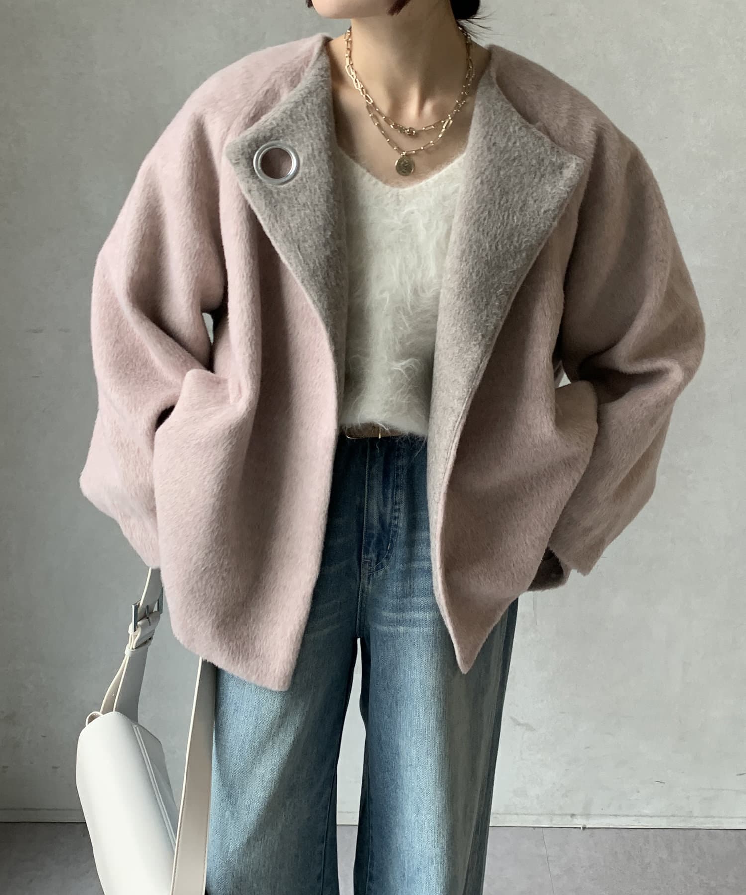 WEB限定】バイカラーシャギーコート | DOUDOU(ドゥドゥ)レディース