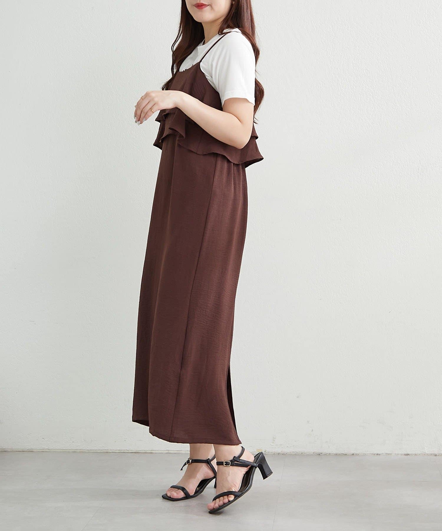 2枚SET】フリルキャミワンピース+ロゴTシャツ | Remind me and forever