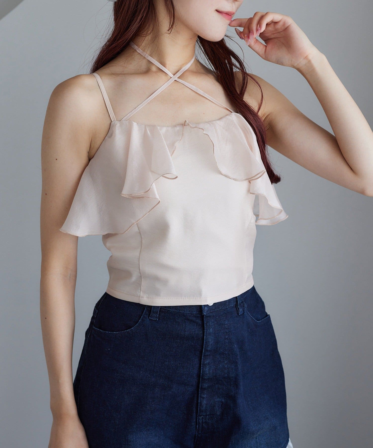 クロスフリルキャミ | one after another NICE CLAUP(ワンアフター