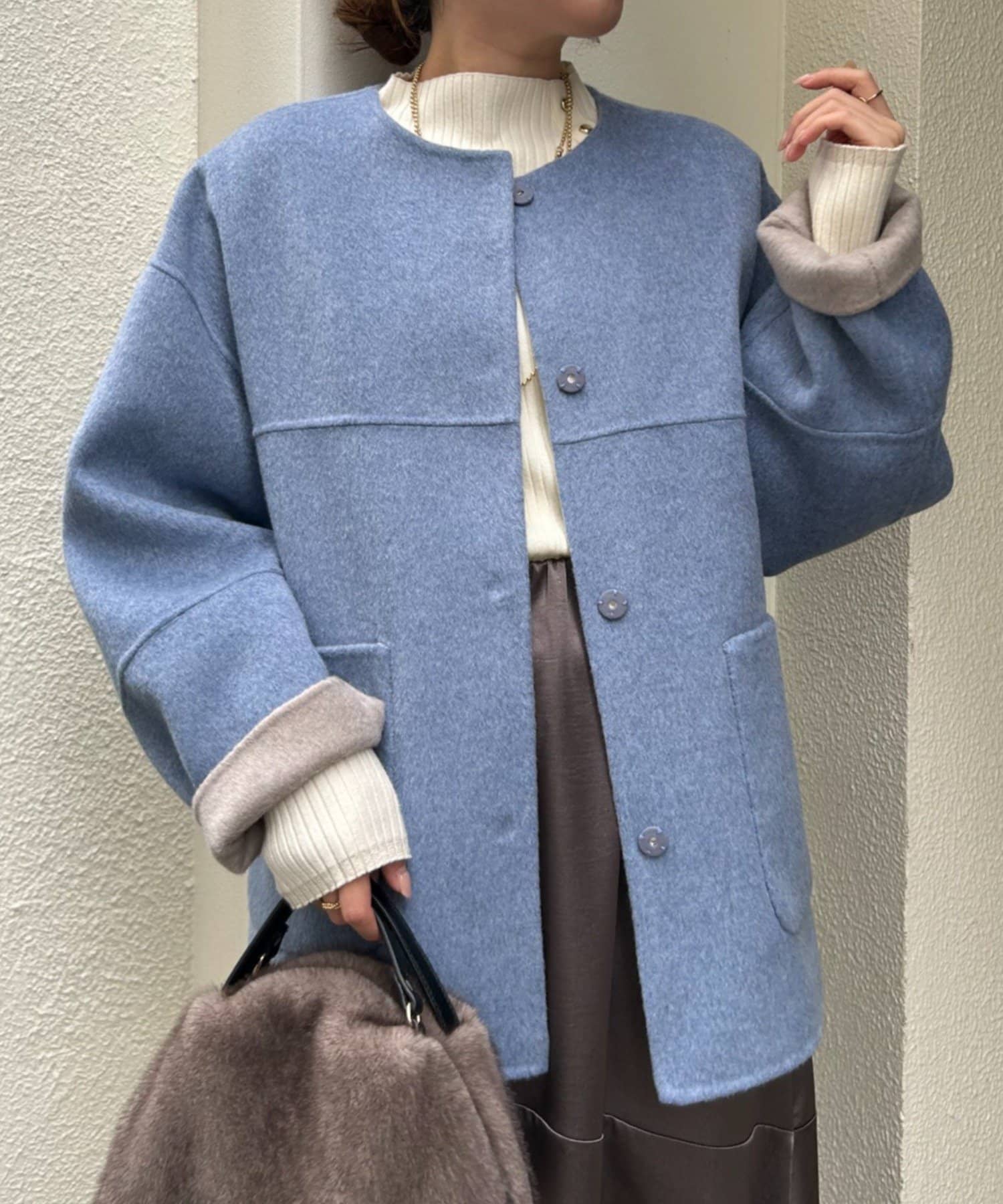 2WAY/ふんわり上質】リバーシブルコクーンジャケット | Jena espace