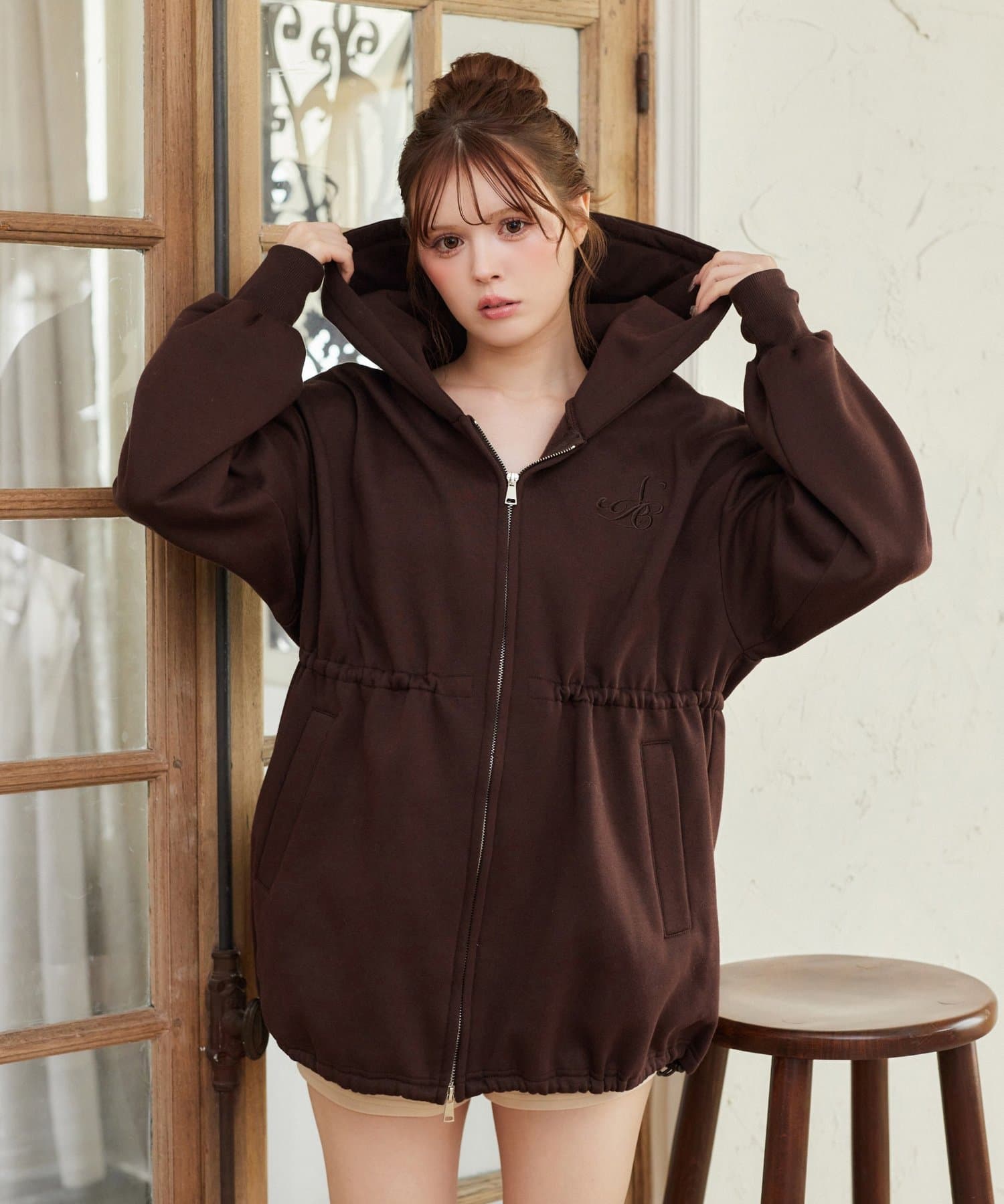 ロゴ刺繍入り裏起毛ビッグパーカー | one after another NICE CLAUP