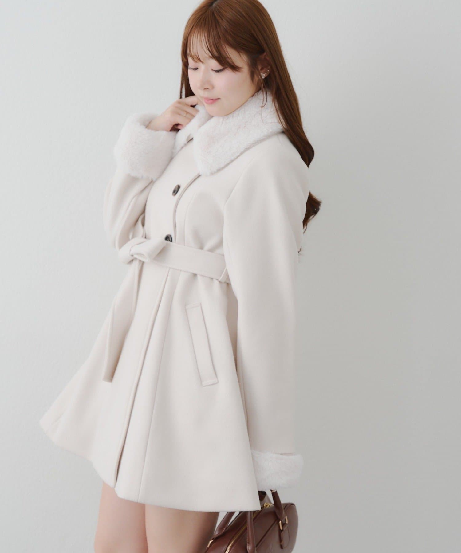 マルチWAYファー付ミドル丈フレアコート | Remind me and forever