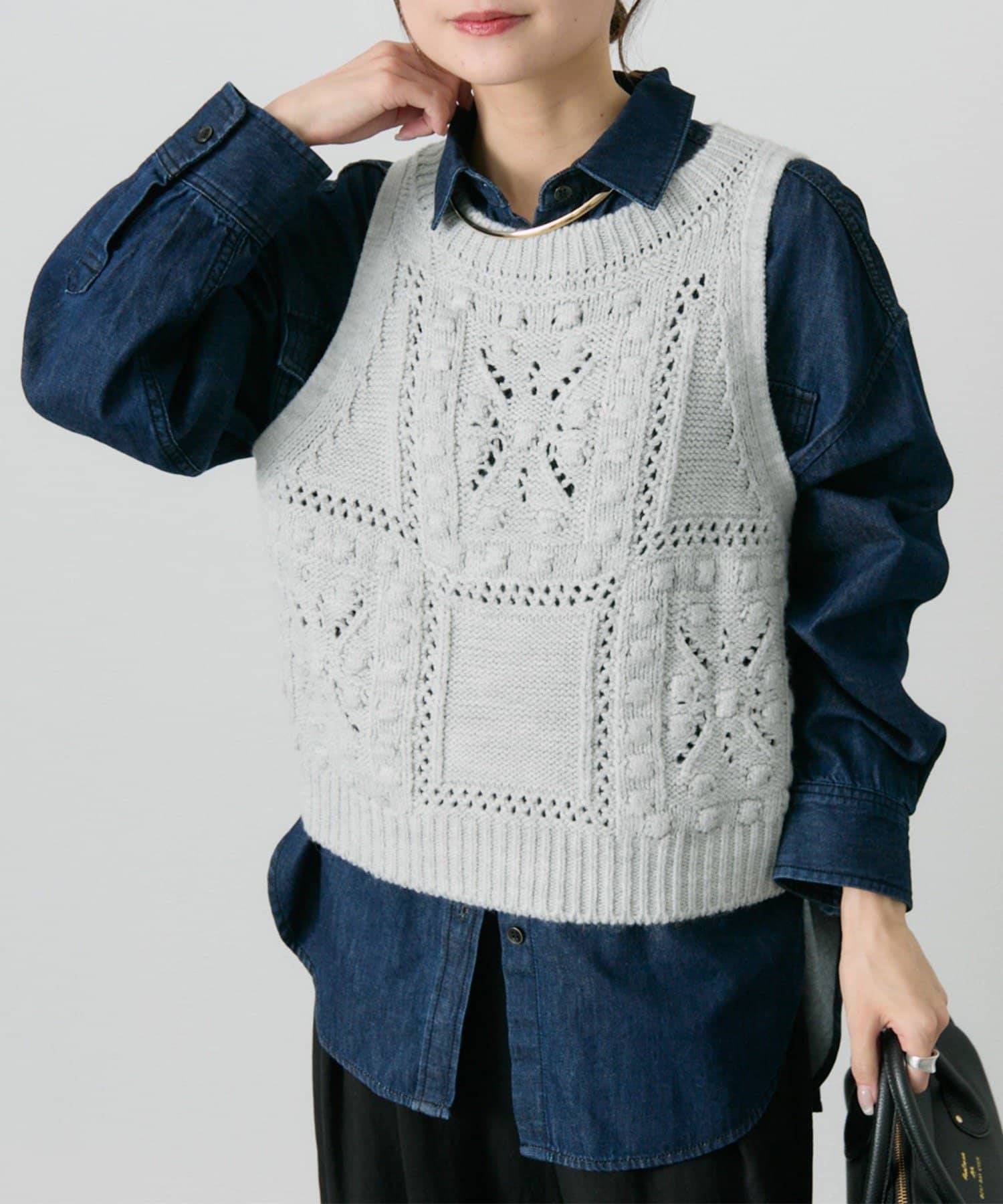 ポップコーン編みニットベスト | PUAL CE CIN(ピュアルセシン