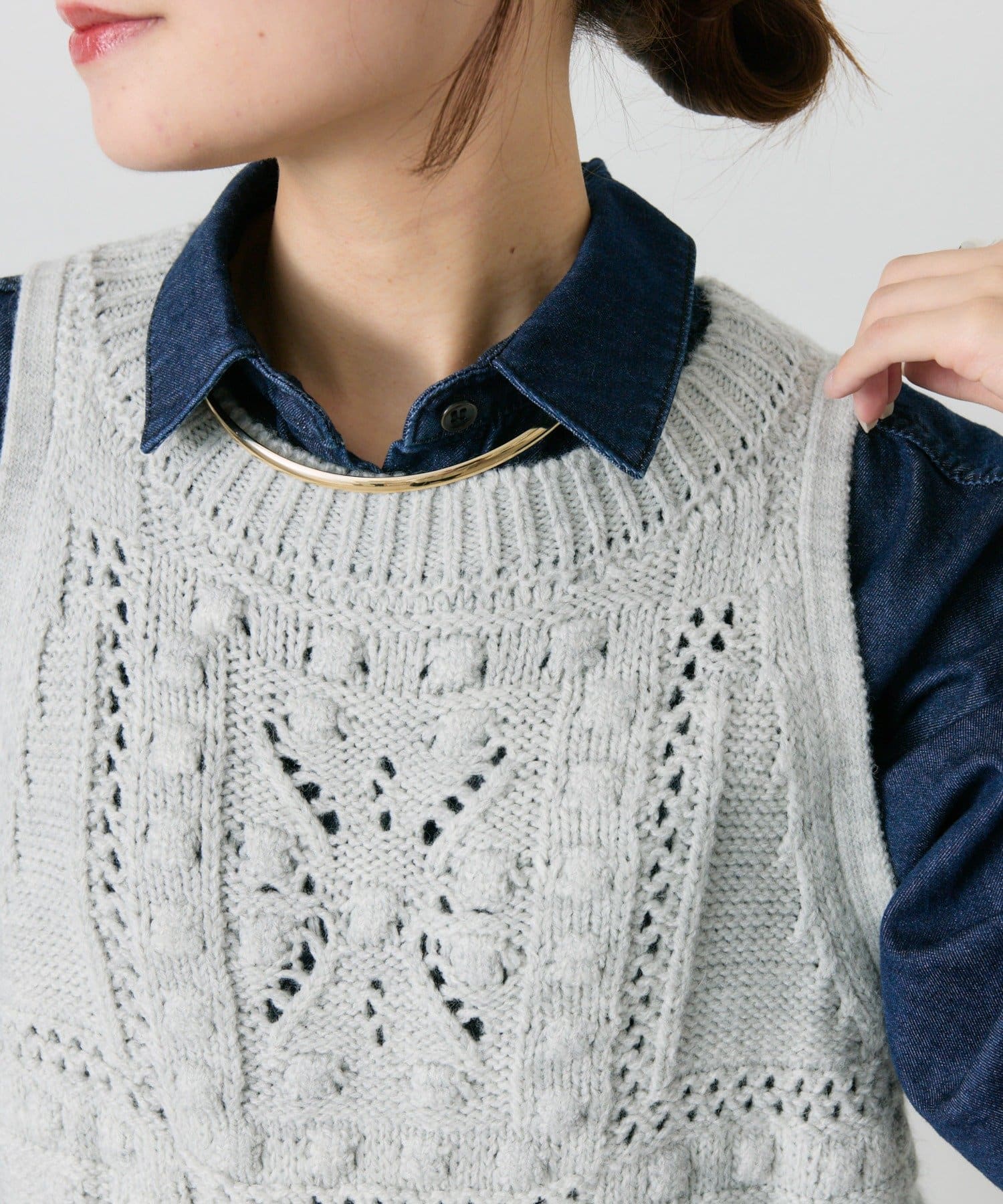 ポップコーン編みニットベスト | PUAL CE CIN(ピュアルセシン