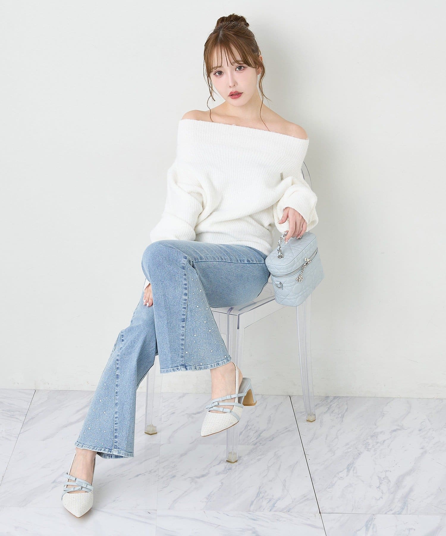 リボンミュール/サックスツイード | one after another NICE CLAUP