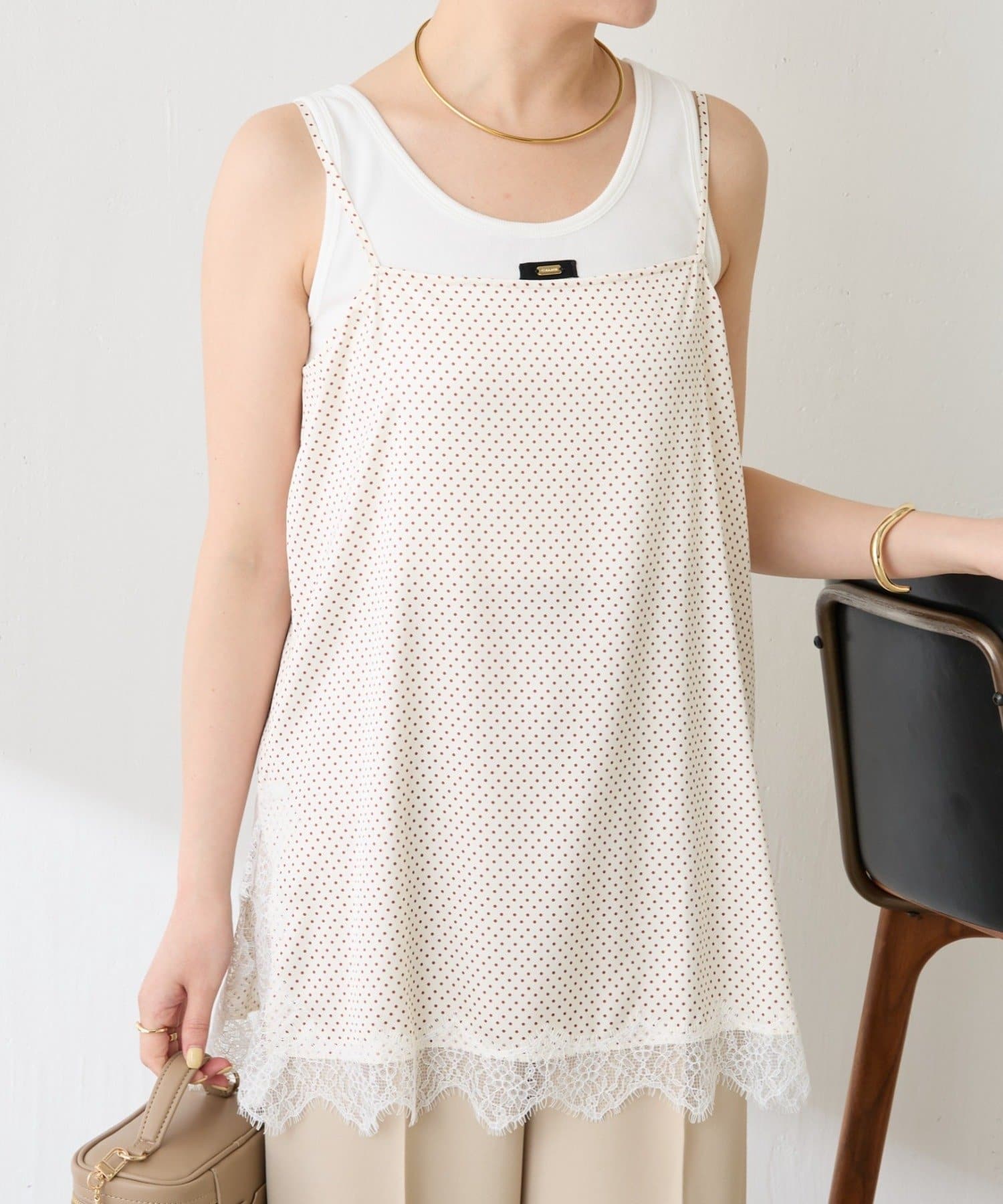トレンドアイテム】レース付ドットキャミソール | COLLAGE