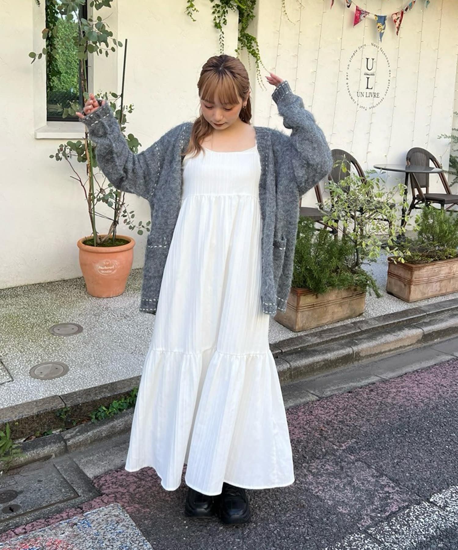 NUNIFE】《さやべびコラボ》起毛ステッチカーディガン | Remind me and