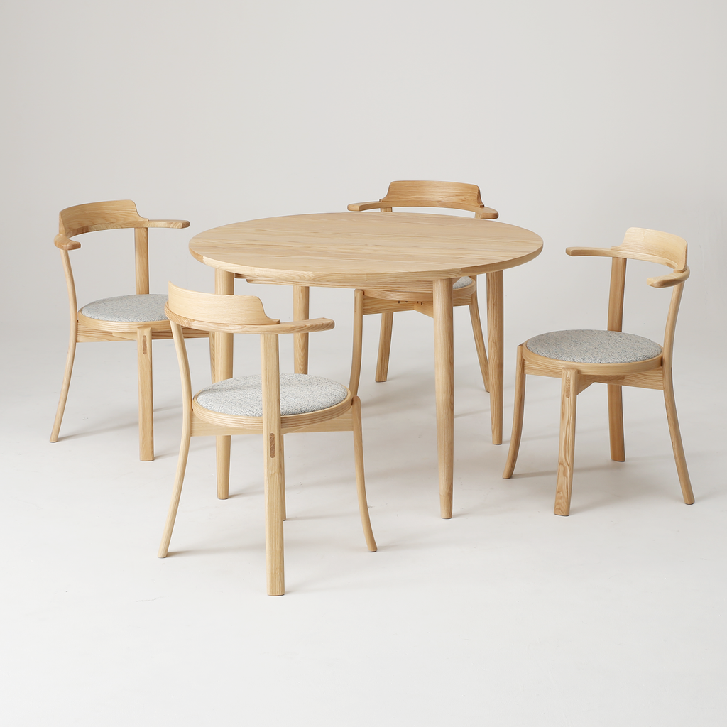 セット] マム ダイニング EXテーブル ＋ルントオムチェアー(座張)4脚