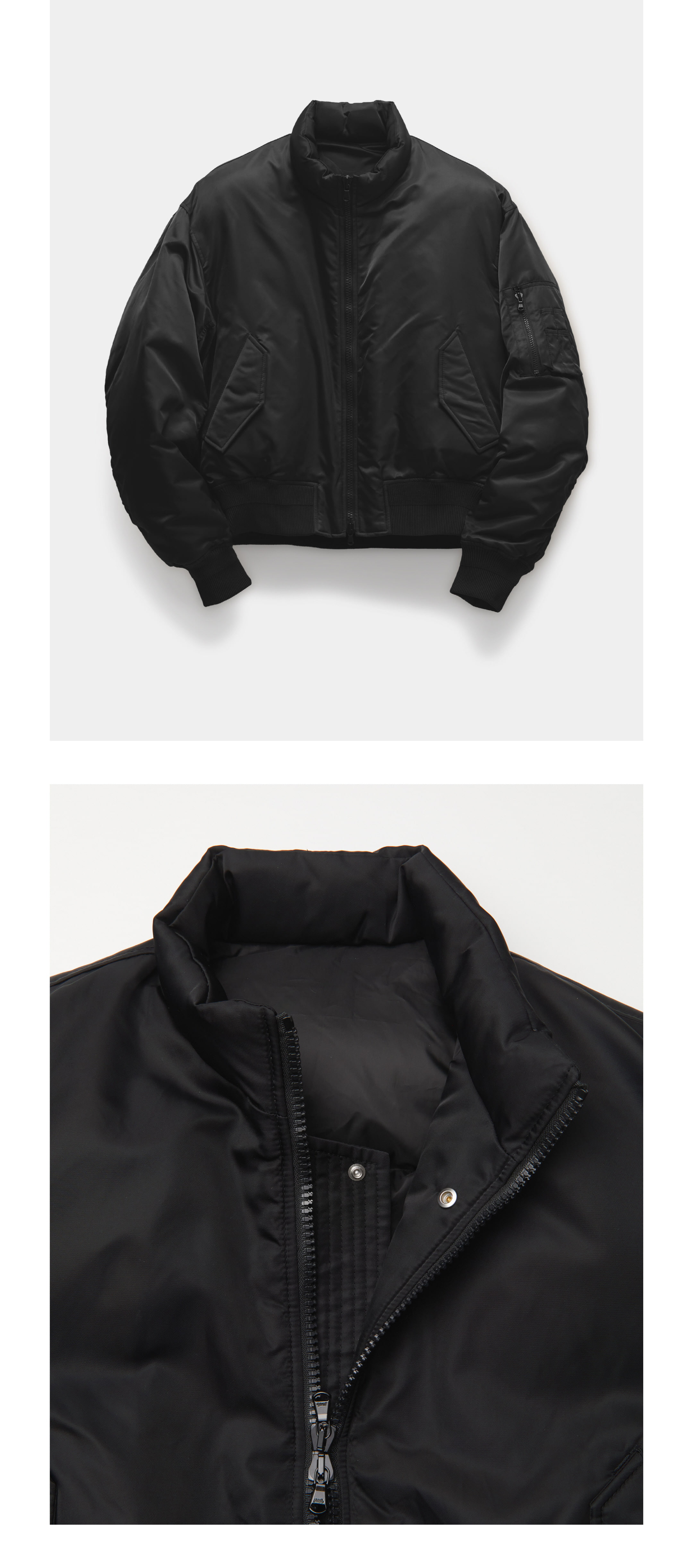 MUSINSA | COOR Stand Collar Neck Down Puffer (Black)