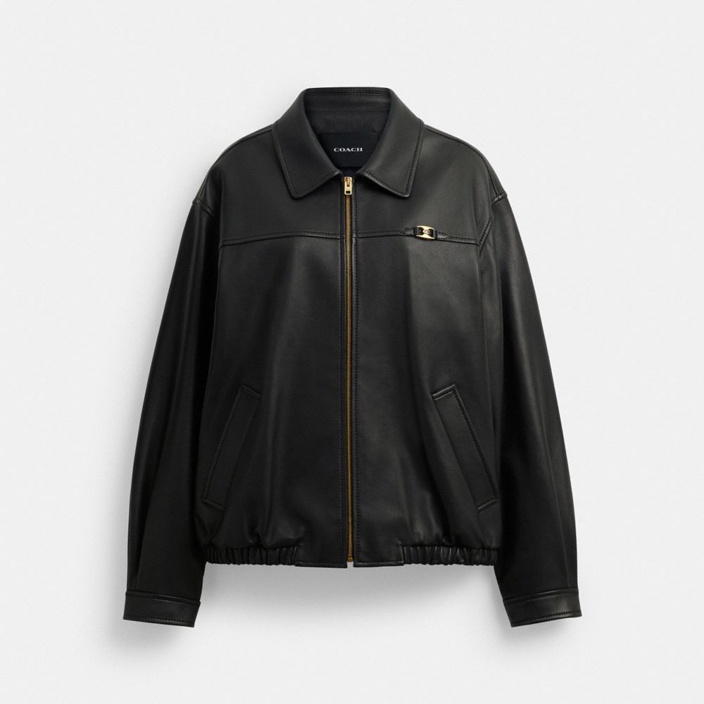 COACH® | Heritage C Plaque Oversized Leather Jacket