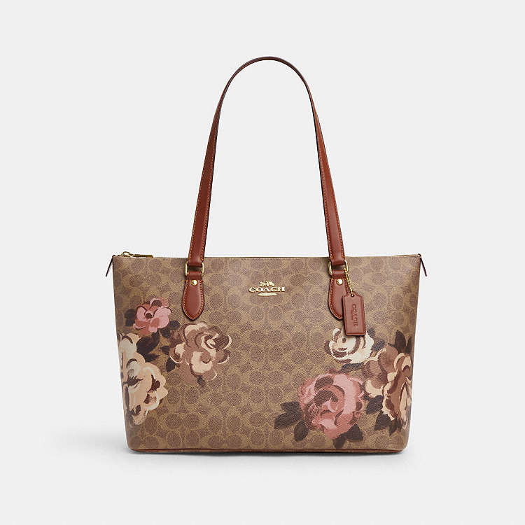 COACH® Outlet | Gallery Tote Bag In Signature Canvas With Rose Print