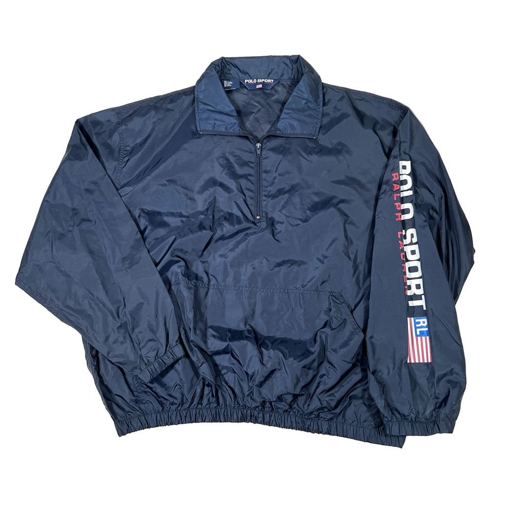Vintage 90's Polo Sport Ralph Lauren Navy Half-Zip Windbreaker
