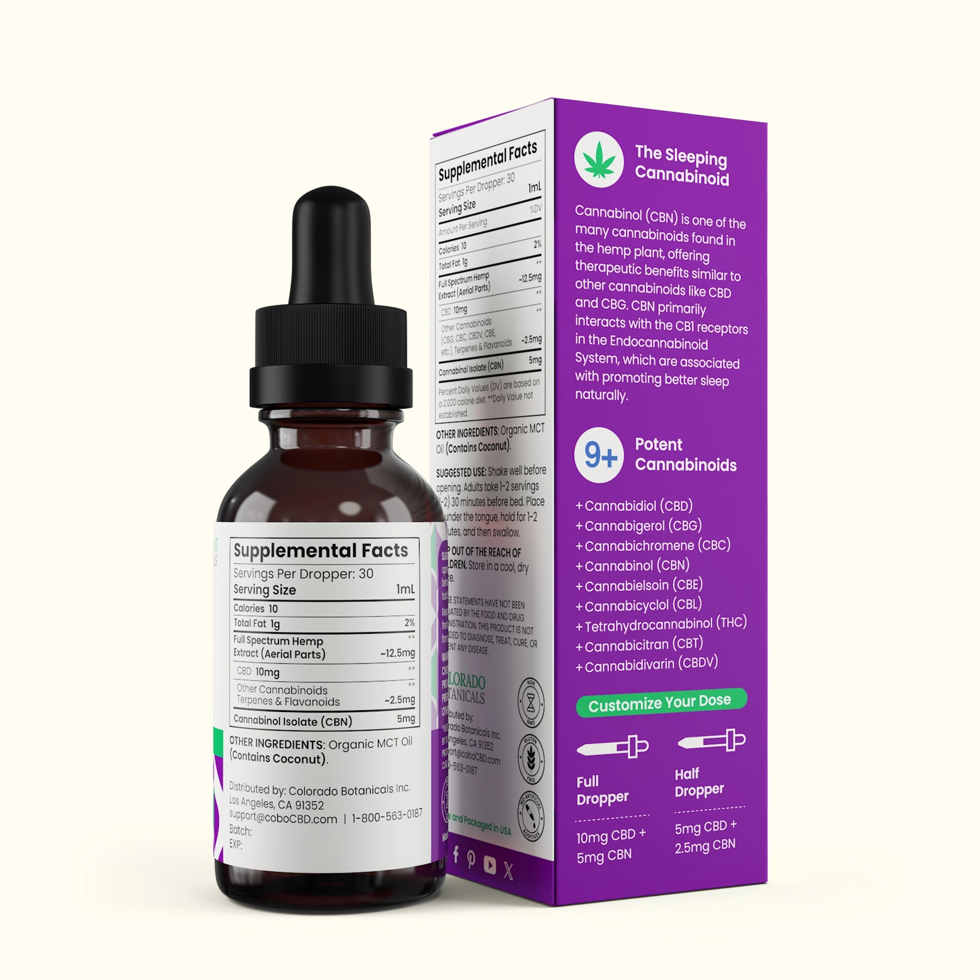 Colorado Botanicals CBN Tincture (450mg CBD+CBN) - Colorado Botanicals