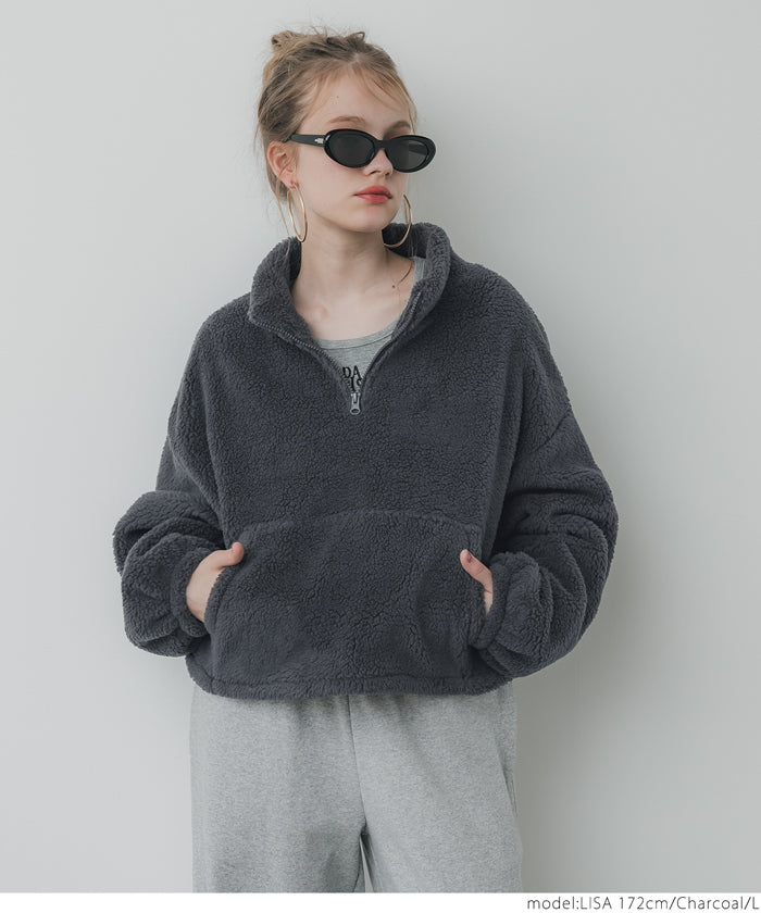 セール☆1990円→990円 ボアハーフジップブルゾン レディース メール便