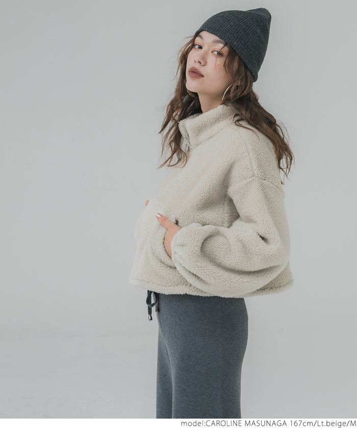 セール☆1990円→990円 ボアハーフジップブルゾン レディース メール便