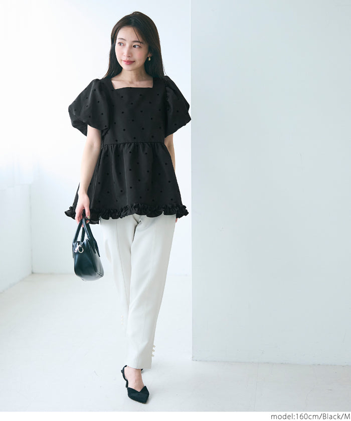 WEB限定セール ☆2990円→890円フロッキードットブラウス レディース