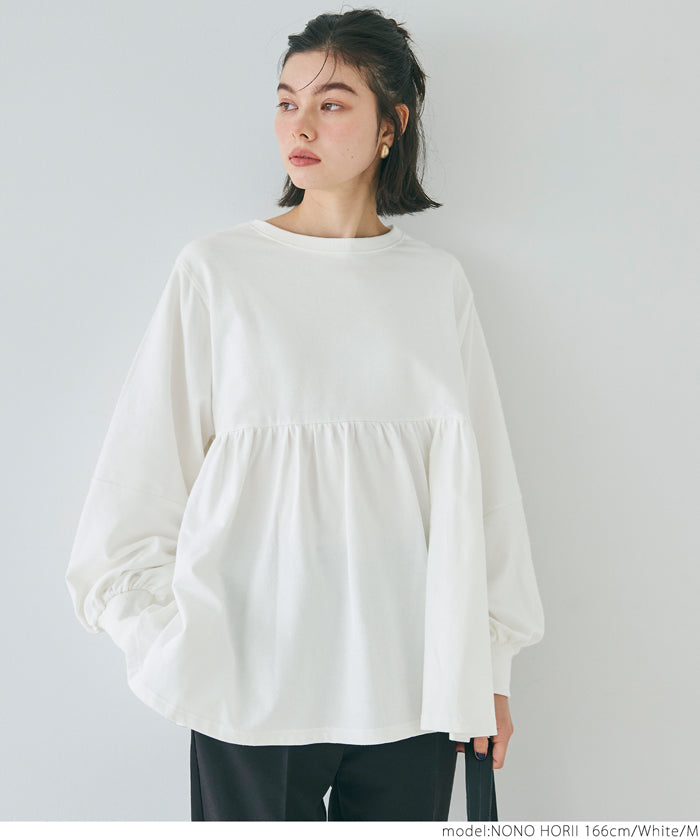 ミニ裏毛切り替えギャザートップス レディース メール便不可 – coca