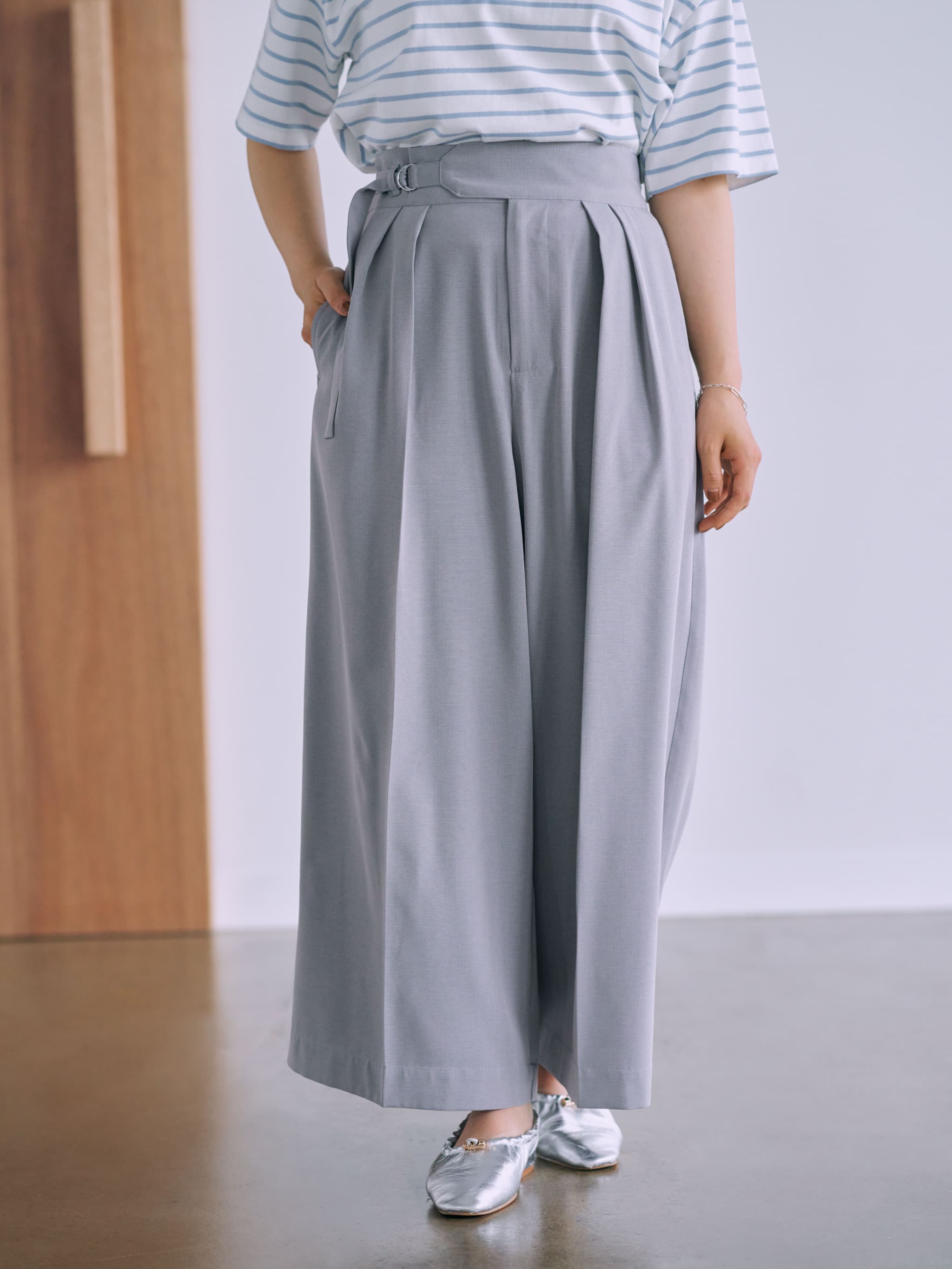 サイドベルトツータックパンツ-short & regular | 小柄・低身長女性