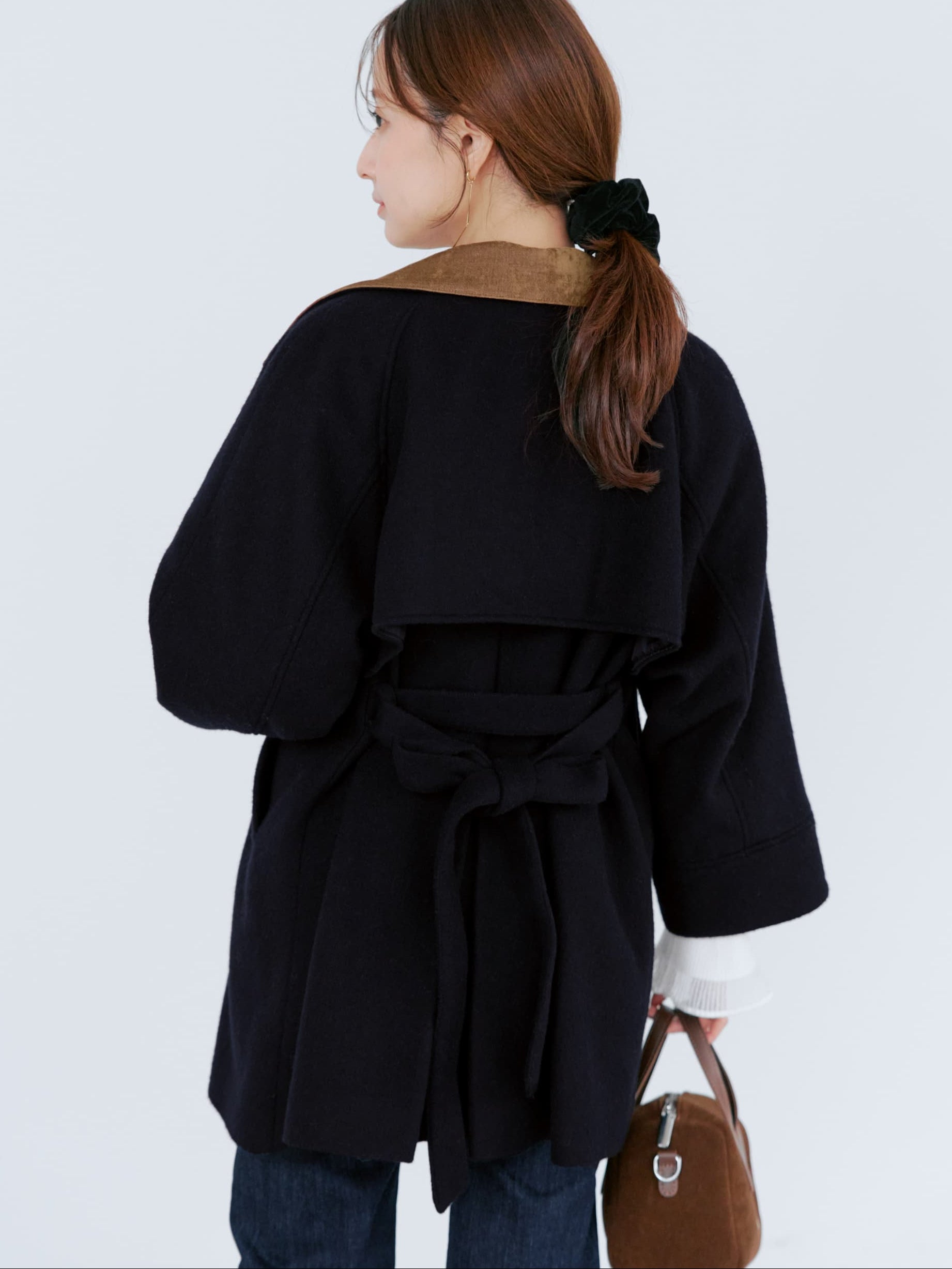 2wayカラーゴールドボタンミドルコート | 小柄・低身長女性向け