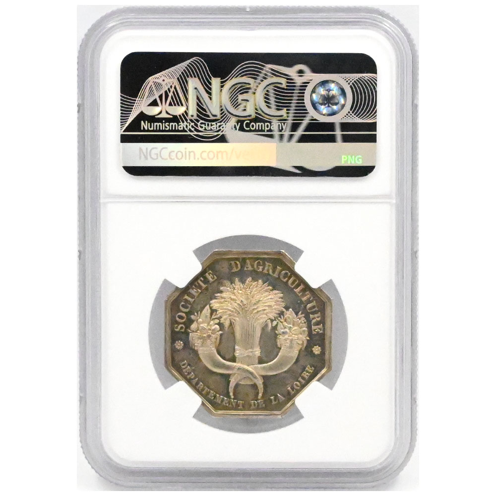 フランス 1828-DATED ジェトン 銀貨 NGC MS62 ロワール農業 6743098058