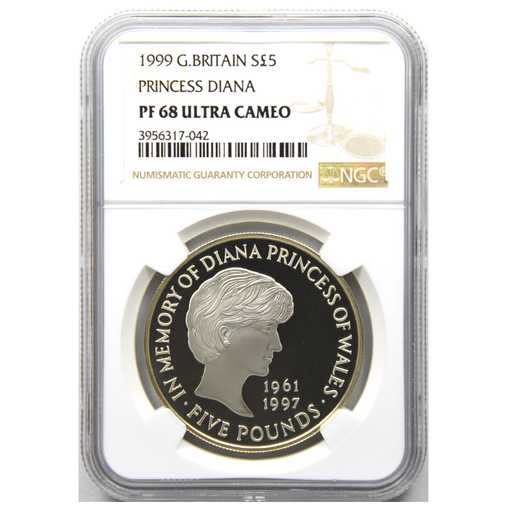 イギリス 1999 エリザベス2世 S5PND 銀貨 NGC PF 68 ULTRA CAMEO