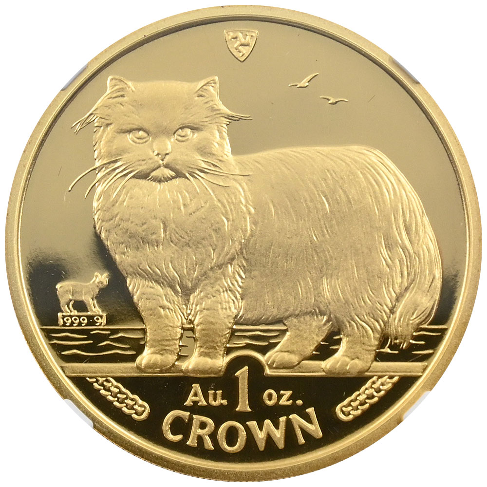 マン島 1989PM エリザベス2世 クラウン 金貨 NGC PF69UC ペルシャ猫