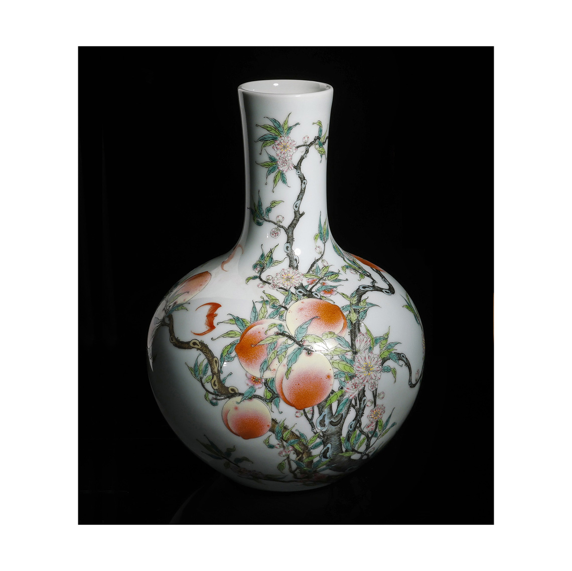 大清乾隆年製 大振り 蓋物 粉彩 桃 唐子 中国 唐物 時代 古玩